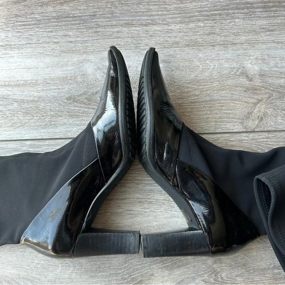 France Mode Patent Leather Heeled Sock Boots Made in France - Picture 7 of 13